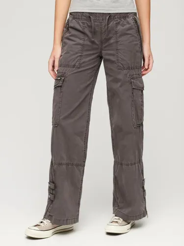 Superdry Low Rise Wide Leg Cargo Pants - Stonewash Taupe Brown - Female