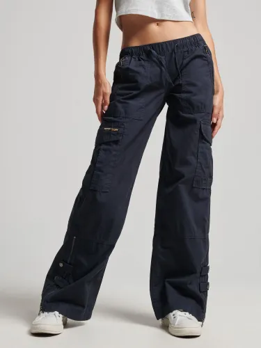 Superdry Low Rise Wide Leg Cargo Trousers - Eclipse Navy - Female