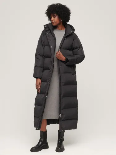 Superdry Maxi Hooded Puffer Coat - Black - Female