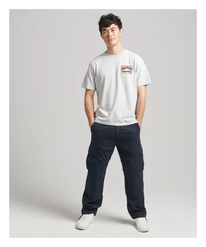 Superdry Mens 90S Terrain Graphic T-Shirt - Grey Cotton