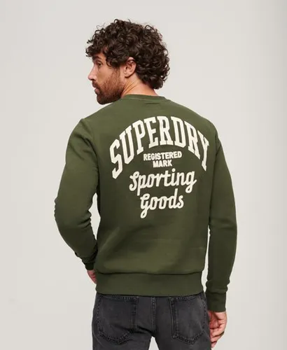 Superdry Men's Athletic Script Flock Sweatshirt Green / Surplus Goods Olive Green