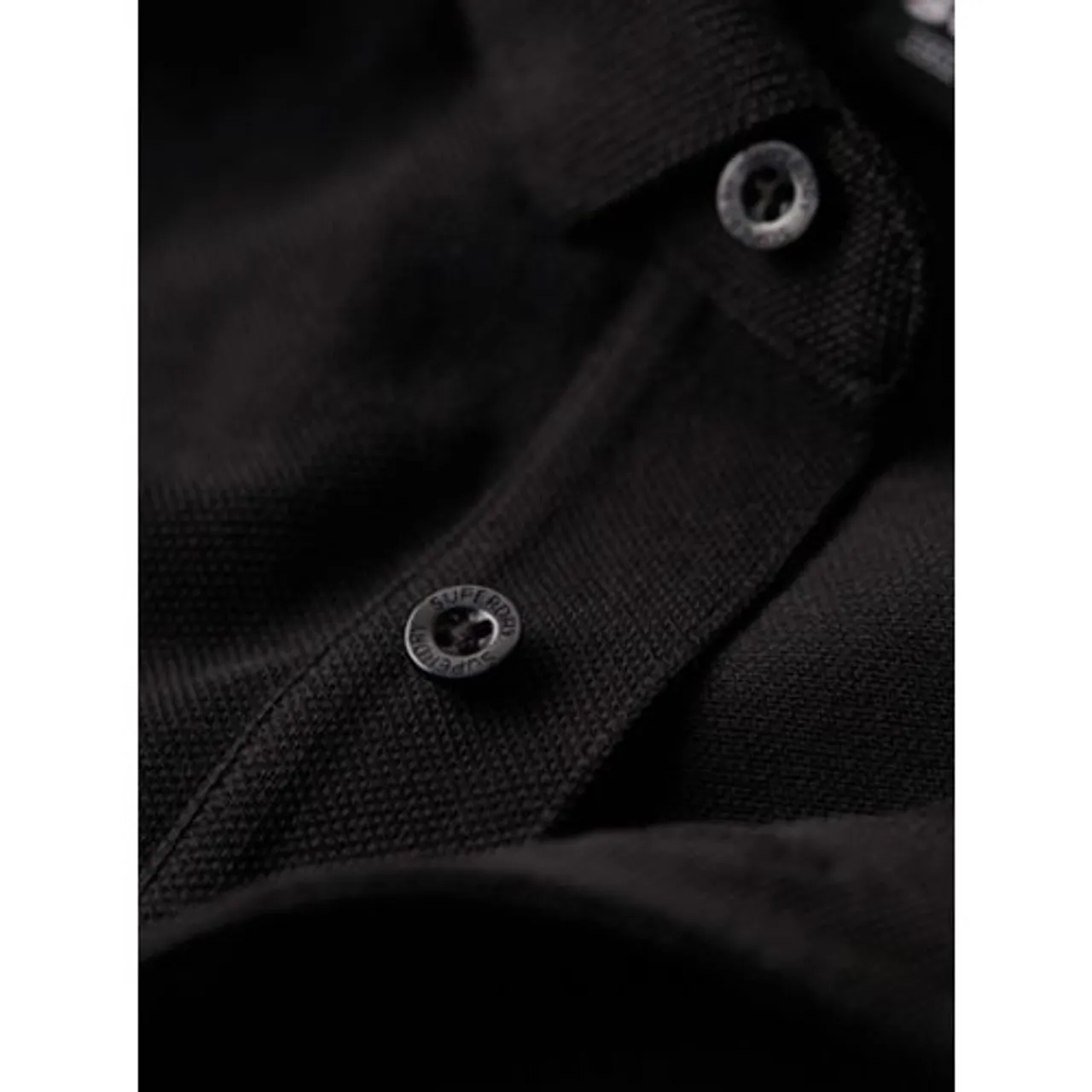 Superdry Mens Black Long Sleeve Cotton Pique Polo Shirt