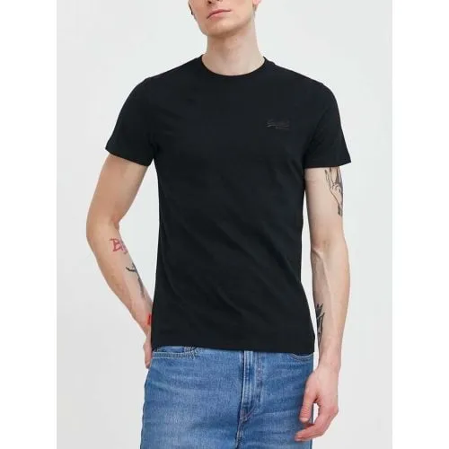 Superdry Mens Black Vintage Logo Embroidered T-Shirt
