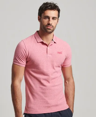 Superdry Men's Classic Logo Embroidered Pique Polo Shirt, Pink