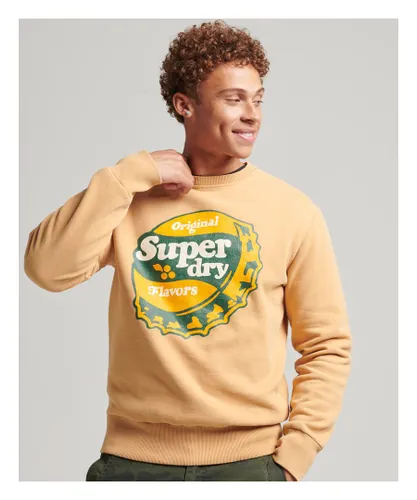 Superdry Mens Cooper Nostalgia Crew Sweatshirt - Yellow Cotton
