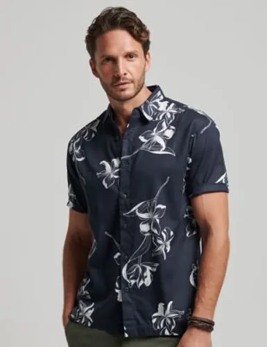 Superdry Mens Cotton Blend Hawaiian Shirt - XL - Navy, Navy