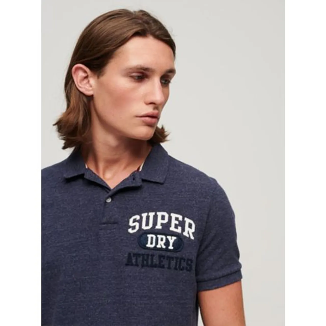 Superdry Mens Dark Indigo Marl Vintage Superstate Polo Shirt