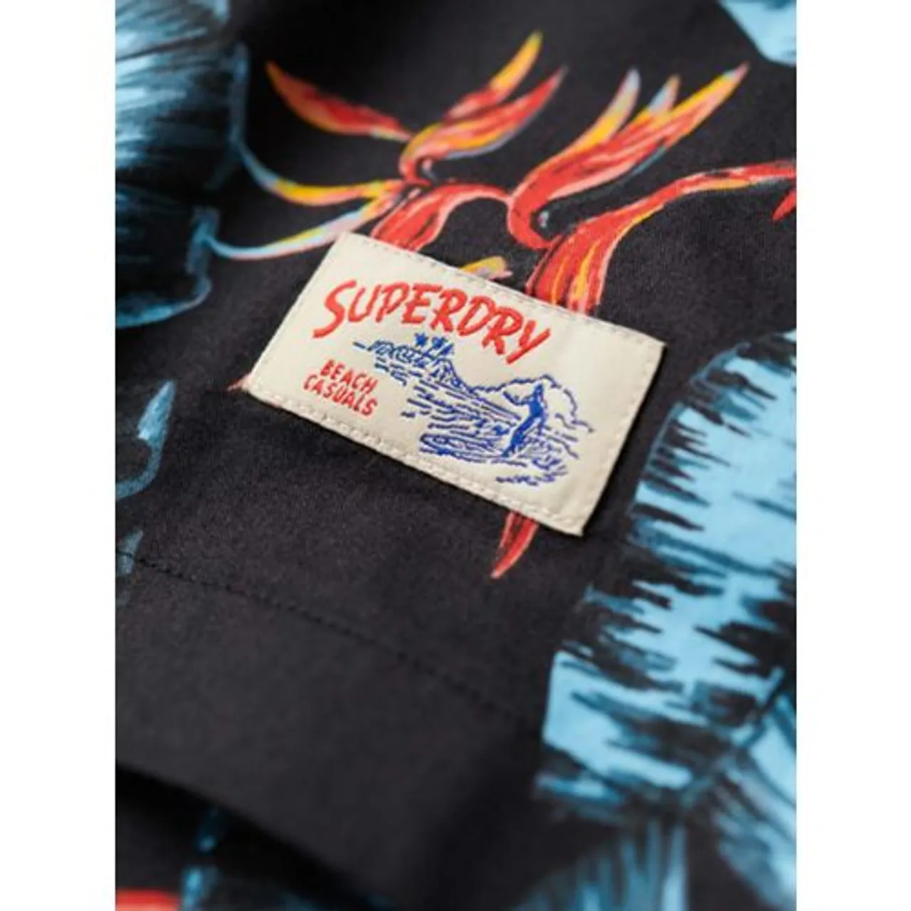 Superdry Mens Dark Navy Fire Hawaiian Shirt