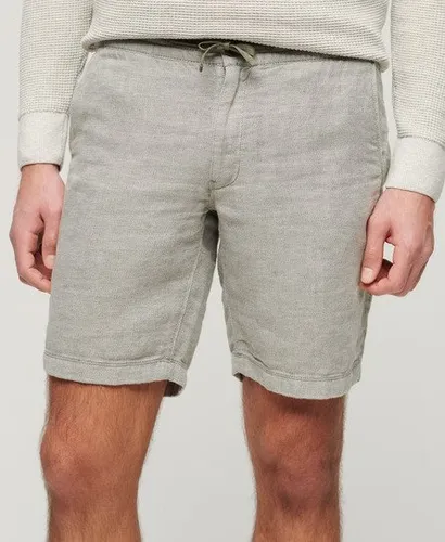 Superdry Men's Drawstring Linen Shorts Light Grey / Optic/grey