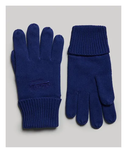 Superdry Mens Essential Plain Gloves - Blue Cotton - One