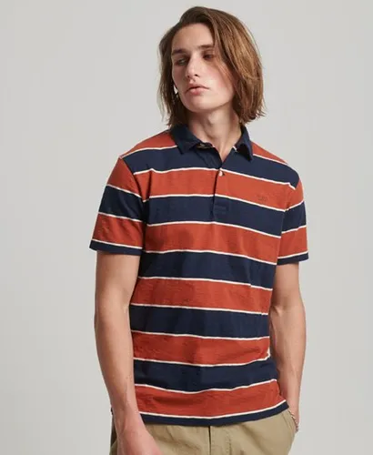 Superdry Men's Jersey Stripe Polo Shirt Navy / Navy/Burnt Orange Stripe