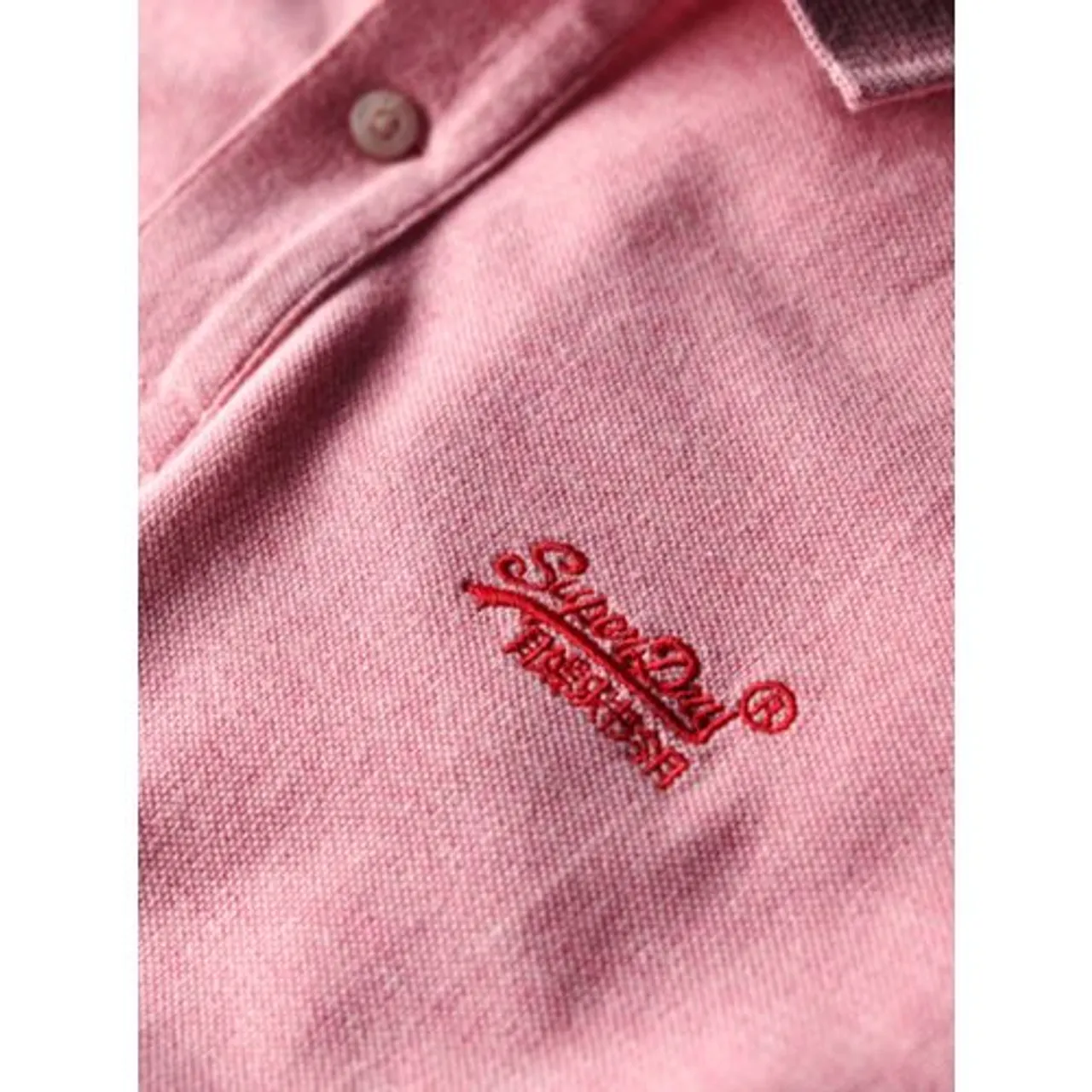 Superdry Mens Light Pink Marl Classic Pique Polo Shirt