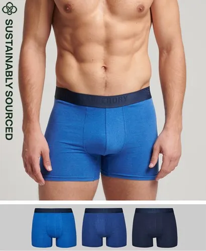Superdry Men's Mens Blue Organic Cotton Boxer Multi Triple Pack