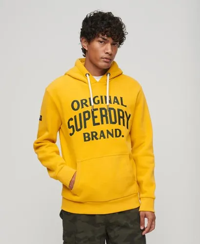 Superdry Men's Mens Classic Embroidered Graphic Athletic Script Hoodie, Yellow