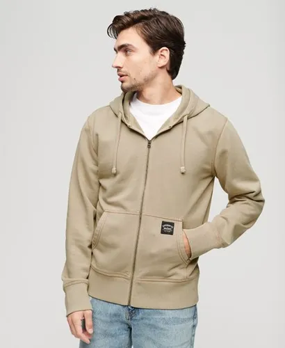 Superdry Men's Mens Loose Fit Contrast Stitch Relaxed Zip Hoodie, Khaki