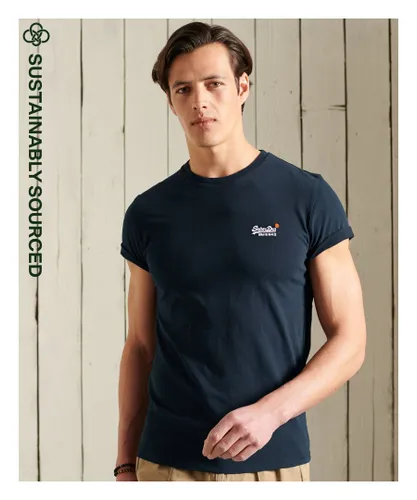Superdry Mens Orange Label Vintage Embroidery T-Shirt - Navy Cotton