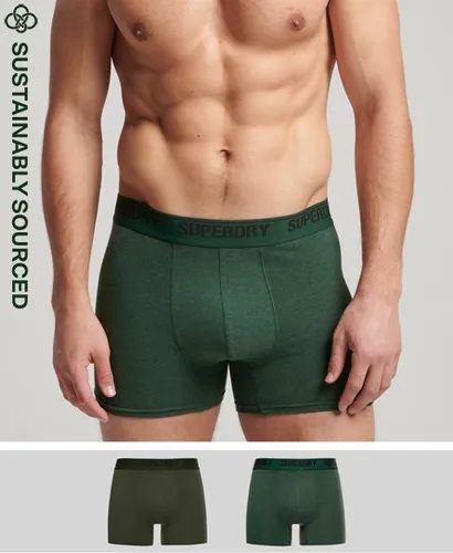 Superdry Men's Organic Cotton Boxer Double Pack Green / Olive/Enamel