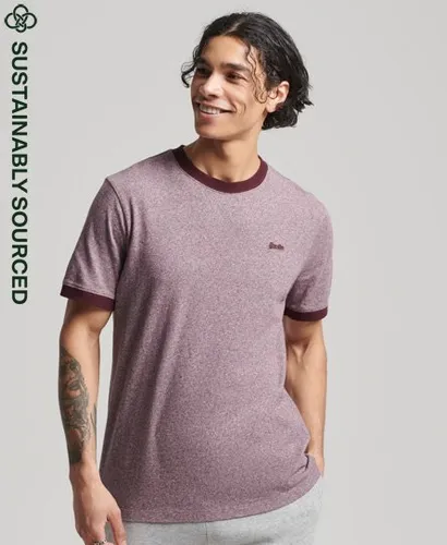 Superdry Men's Organic Cotton Essential Logo Ringer T-Shirt Purple / Beach Burgundy Grit