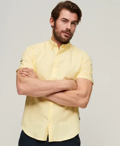 Superdry Men's Organic Cotton Linen Short Sleeve Shirt Yellow / Pastel Yellow