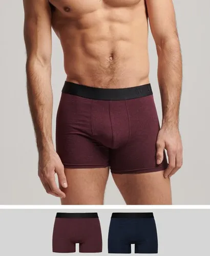Superdry Men's Organic Cotton Offset Boxer Double Pack Navy / Navy/burgundy