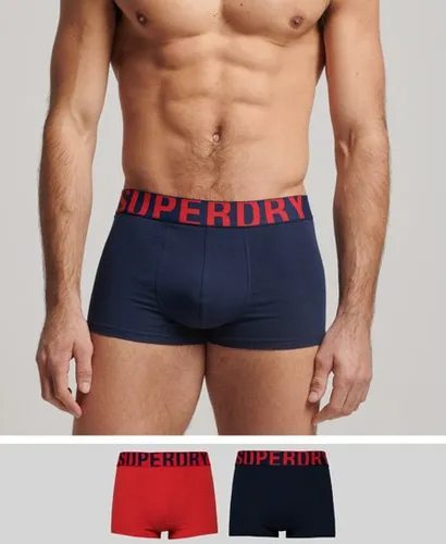 Superdry Men's Organic Cotton Trunk Logo Double Pack Navy / Richest Navy/Risk Red
