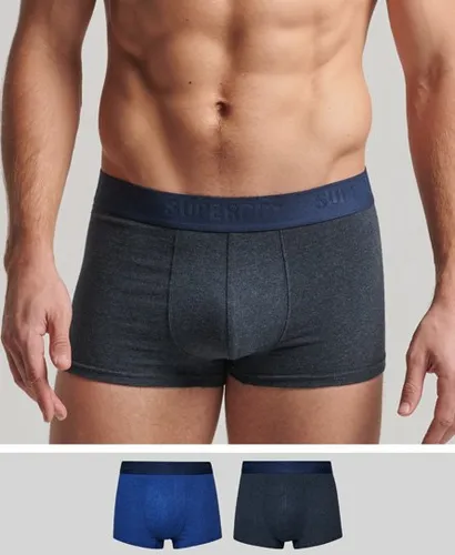 Superdry Men's Organic Cotton Trunk Multi Double Pack Blue / Bright Blue/Navy Marl