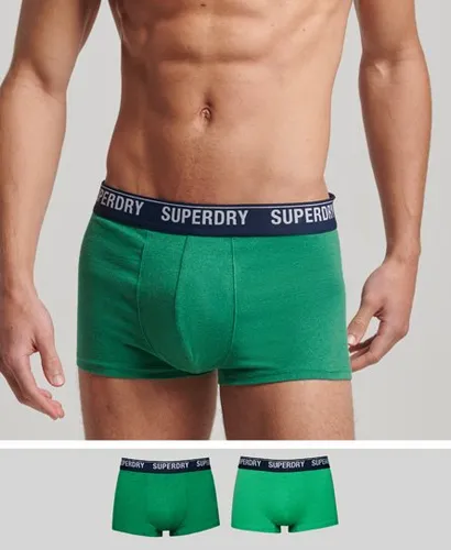 Superdry Men's Organic Cotton Trunk Multi Double Pack Green / Oregon/Bright Green