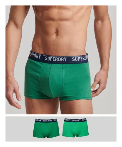 Superdry Mens Organic Cotton Trunk Multi Double Pack - Green