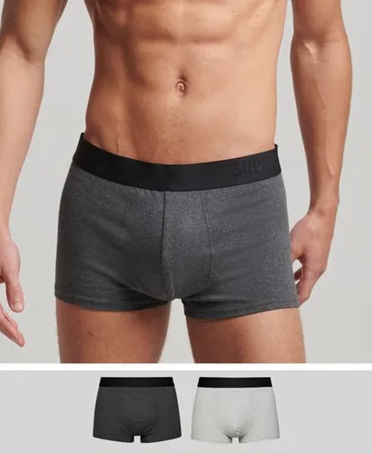 Superdry Men's Organic Cotton Trunk Offset Double Pack Dark Grey / Charcoal/grey