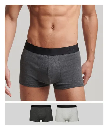 Superdry Mens Organic Cotton Trunk Offset Double Pack - Grey