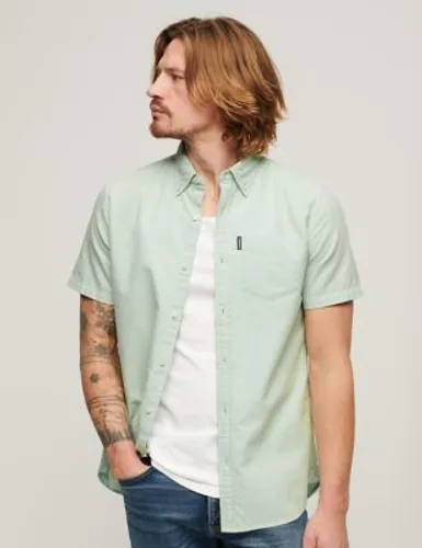 Superdry Mens Pure Cotton Oxford Shirt - Green, Green,Navy
