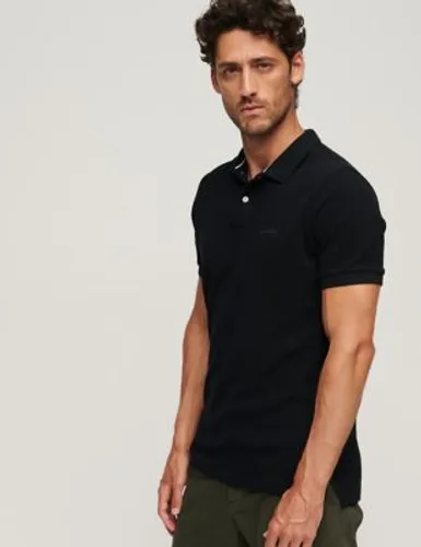 Superdry Mens Pure Cotton Pique Polo Shirt - Black, Black,Grey,Navy
