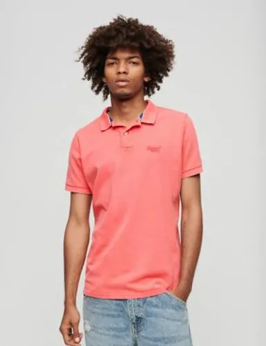 Superdry Mens Pure Cotton Pique Polo Shirt - M - Pink, Pink,Light Blue