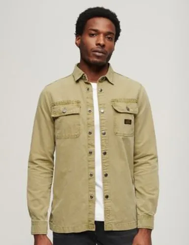 Superdry Mens Pure Cotton Utility Overshirt - M - Green, Green