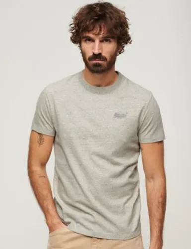 Superdry Mens Slim Fit Pure Cotton T-Shirt - Stone, Stone,Graphite,Brown,Aqua,Orange,Dark Grey