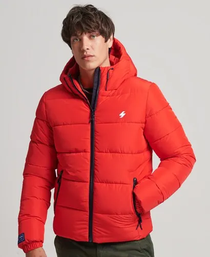 Superdry Men's Sports Puffer Hooded Jacket Red / Bright Red