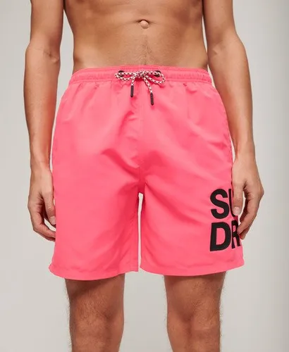 Superdry Men's Sportswear Logo 17-inch Recycled Swim Shorts Pink / Shocking Pink