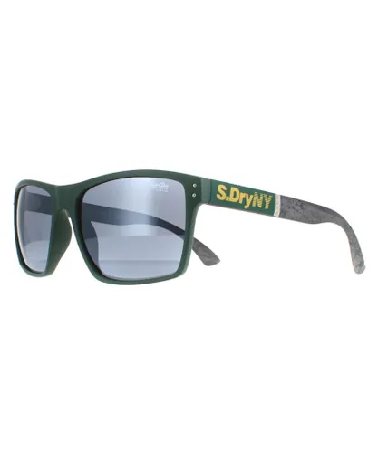 Superdry Mens Sunglasses Kobe SDS 107 Matte Rubberised Green Grey - One