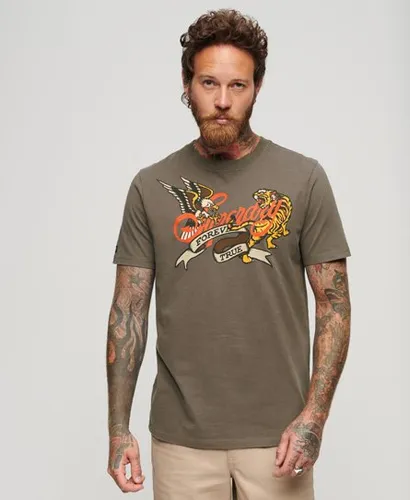 Superdry Men's Tattoo Script Front Print T-Shirt Dark Grey