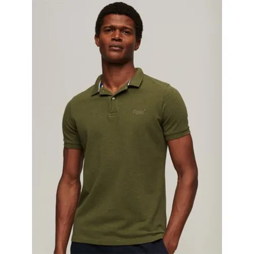 Superdry Mens Thrift Olive Marl Classic Pique Polo Shirt