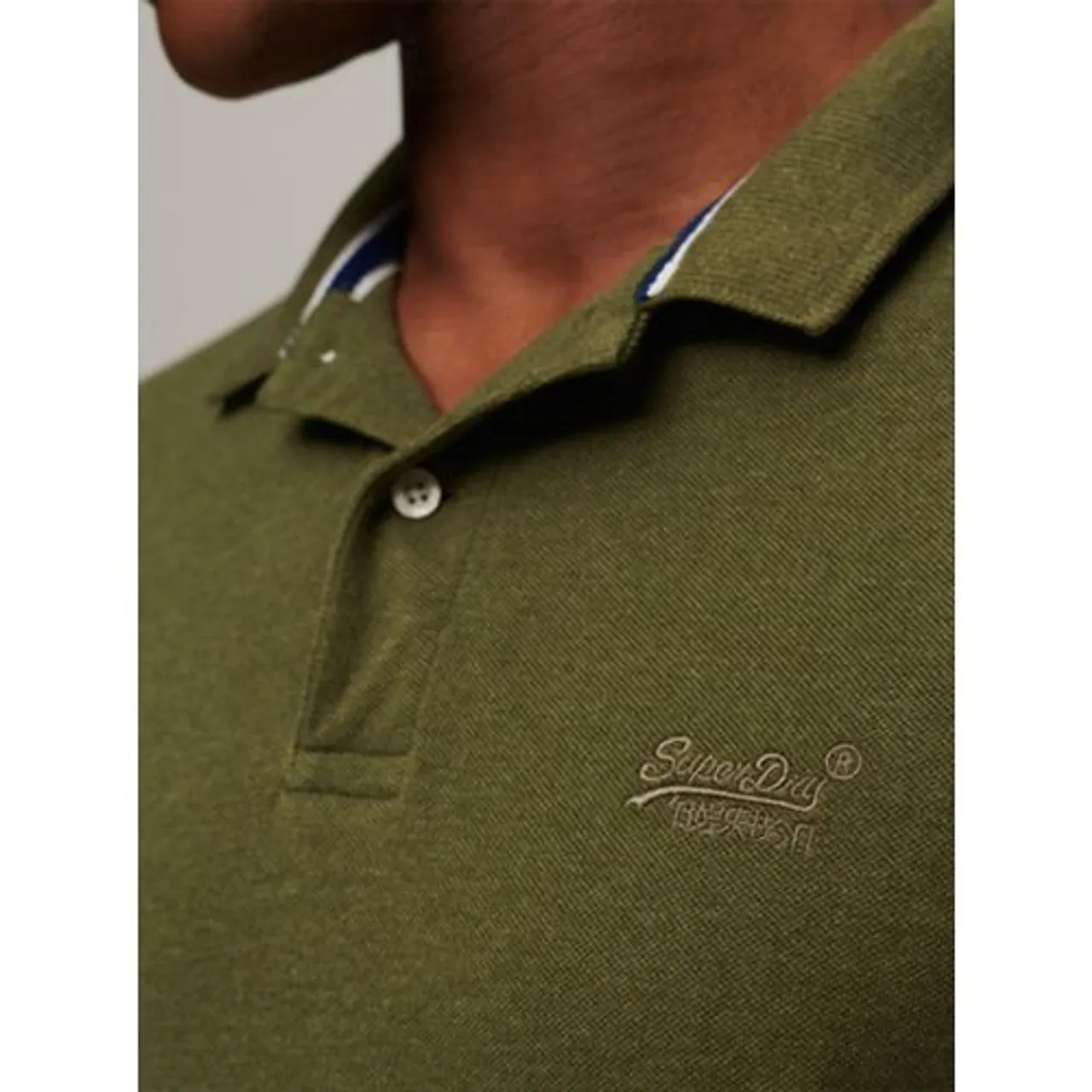 Superdry Mens Thrift Olive Marl Classic Pique Polo Shirt