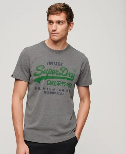 Superdry Men's Vintage Logo Premium Goods T Shirt Dark Grey / Mid Grey Marl