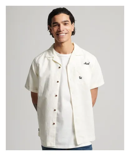 Superdry Mens Vintage Resort Shirt - White Cotton