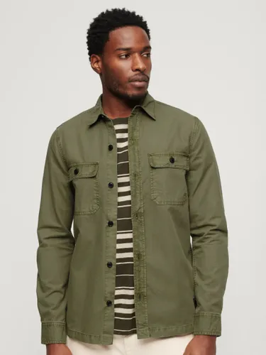 Superdry Military Long Sleeve Shirt - Olive Khaki - Male