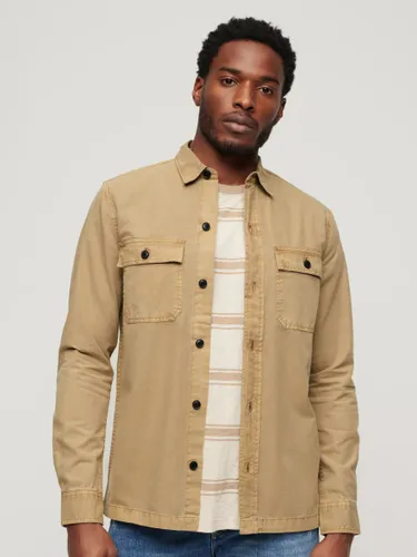 Superdry Military Long Sleeve Shirt - Sand Brown - Male