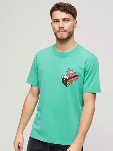 Superdry Neon Travel Chest Loose T-Shirt - Cool Green - Male