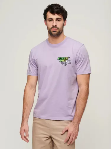 Superdry Neon Travel Chest Loose T-Shirt - Lavender Purple - Male
