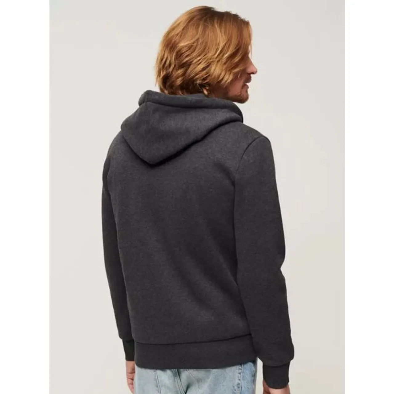 Superdry Neon Vintage Logo Embroidered Hoodie - Charcoal Marl - Male