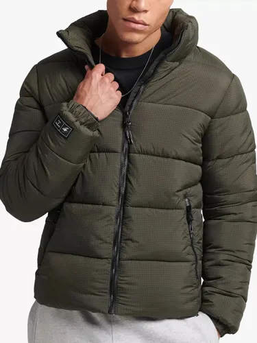 Superdry Non Hooded Sports Puffer Jacket - Football Grid Khaki - Male