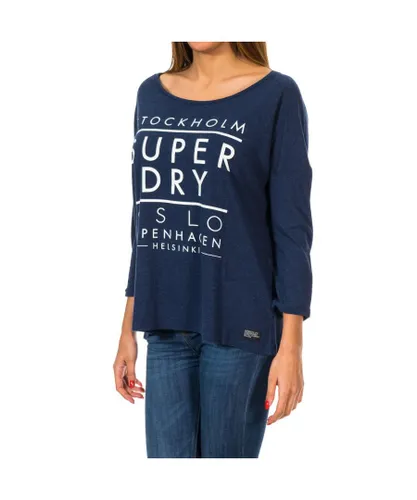 Superdry Nordic Slouch Crew G60119XNS WoMens 3/4 Sleeve Sweater - Blue Viscose